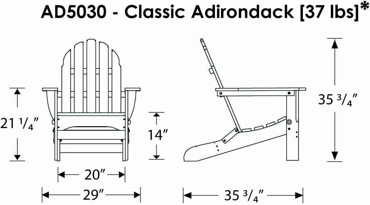 POLYWOOD AD5030GY Classic Folding Adirondack, Slate Grey - $100
