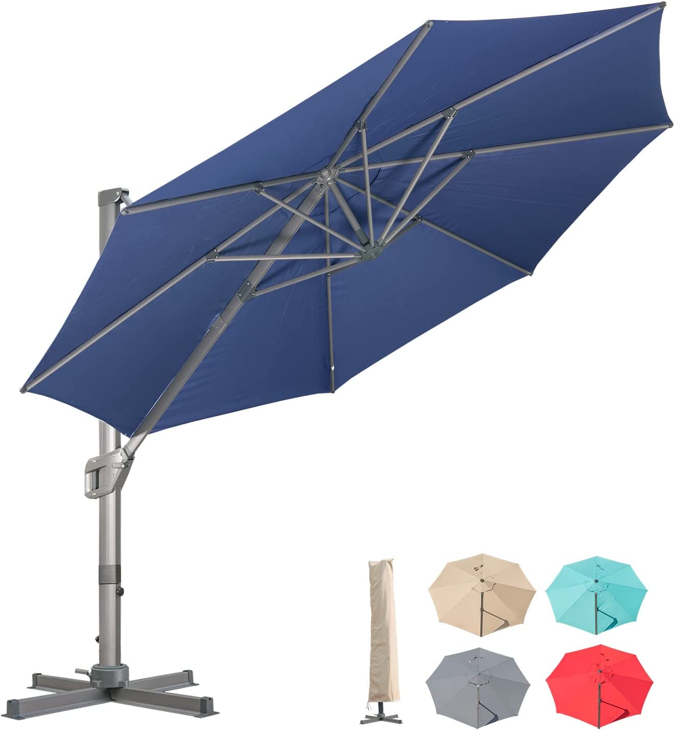 LKINBO 11FT Cantilever Umbrella Outdoor Umbrellas Large Patio Umbrella- $220