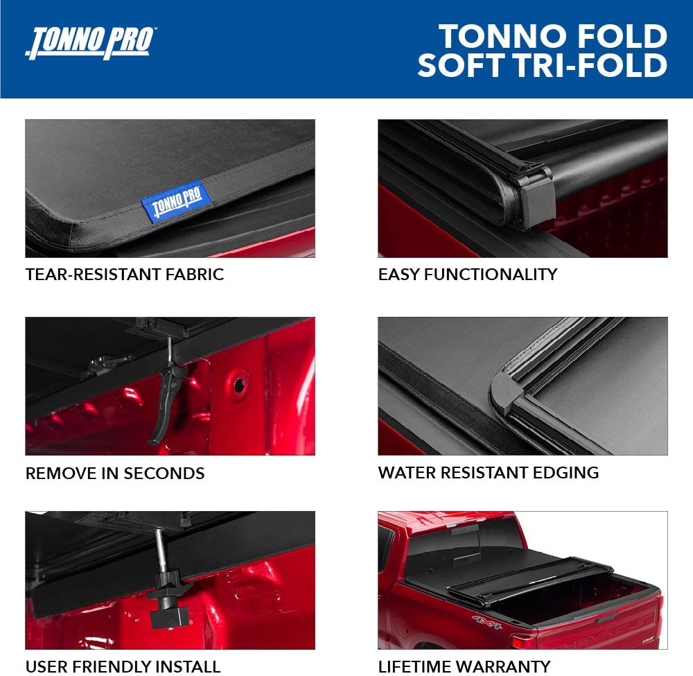 Tonno Pro Tonno Fold, Soft Folding Truck Bed Tonneau Cover | 42-100 | Fits 1988 - 2006 Chevy/GMC Silverado/Sierra 1500 C/K 6' 6" Bed (78") - $150