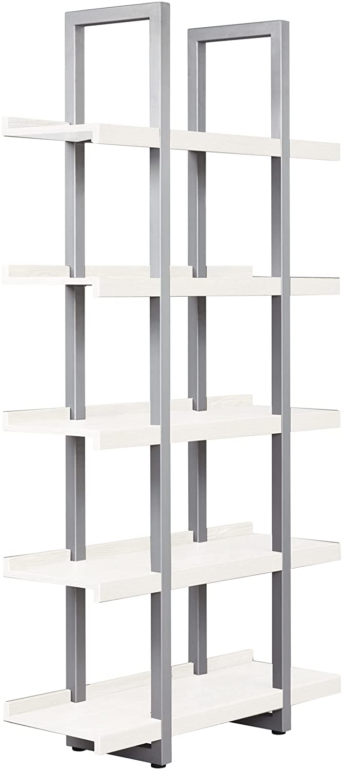 Unique Furniture Zelma White Open Bookcase - Top Modern Tall Bookcase- $150