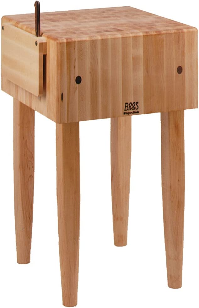 John Boos Pc1 18 by 18 by 10-Inch Maple Butcher Block w/ Knife Holder & Casters - $515