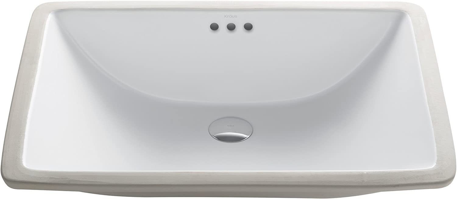 KRAUS Elavo 23-inch Rectangular Undermount White Porcelain Ceramic Sink-$75