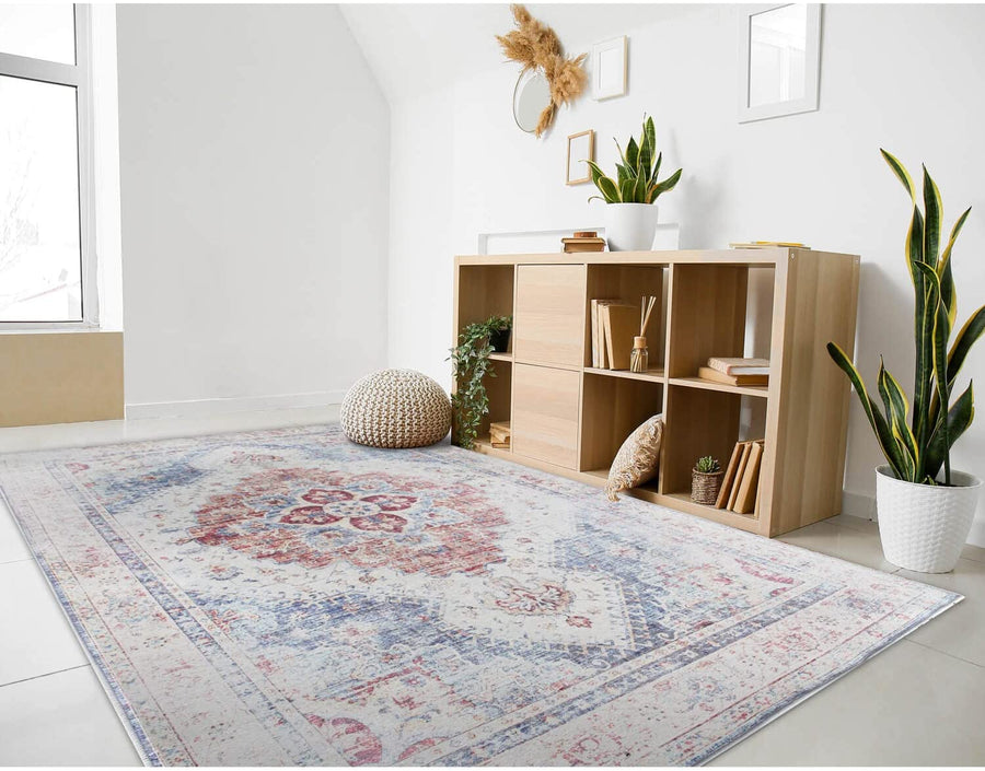 Marissa Oriental Eco Friendly Carpets, 6 X 9 Feet (180 x 274 cm), Orange & Blue-$50