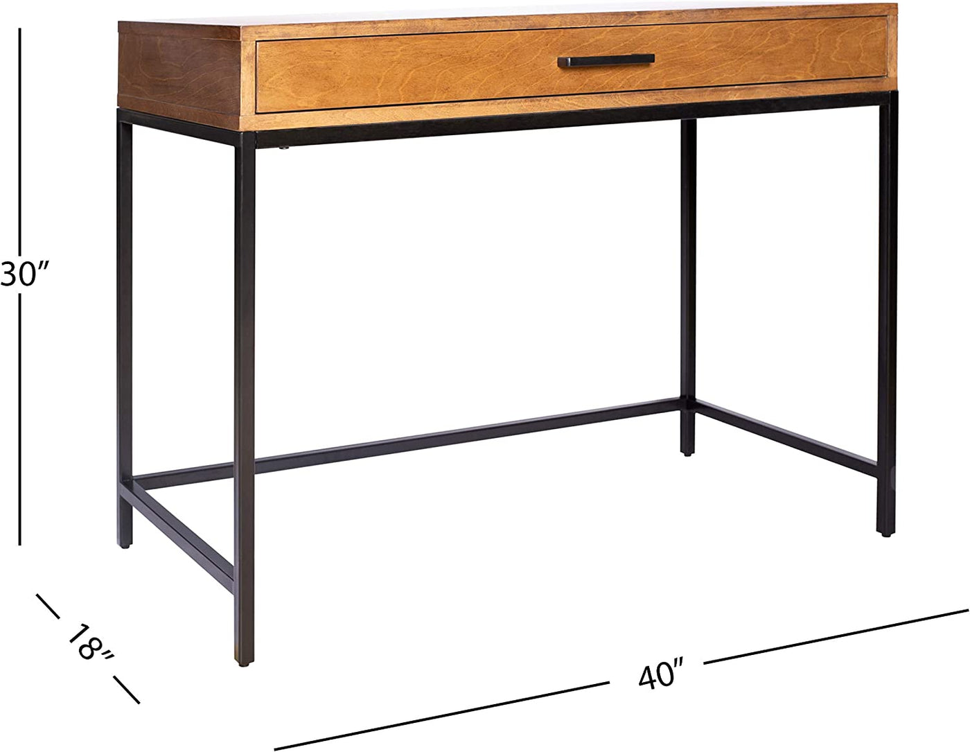 Amazon Brand – Rivet Avery Industrial Home Office Writing Desk with Metal Base, 40"W, Chestnut Brown Finish - $100