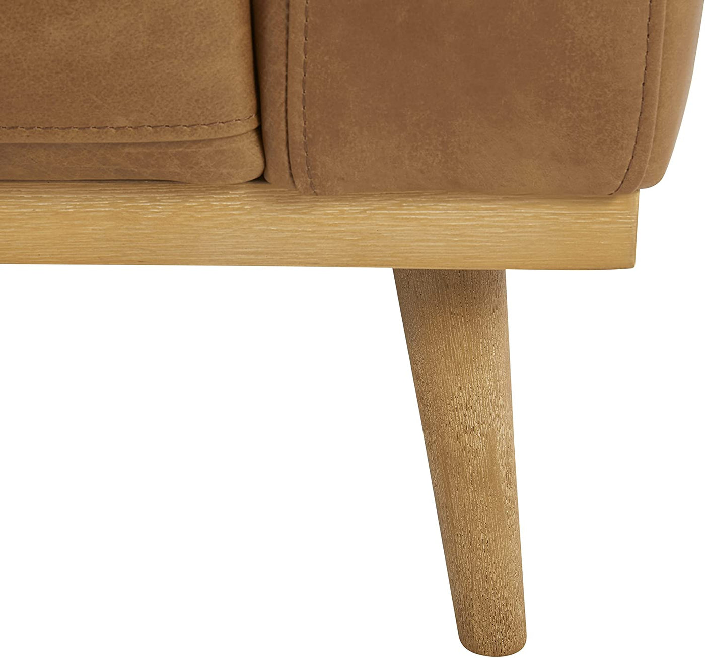 Rivet Modern Leather Sofa Couch with Wood Base, 84"W, Cognac (*Scuff on Armrest) - $850