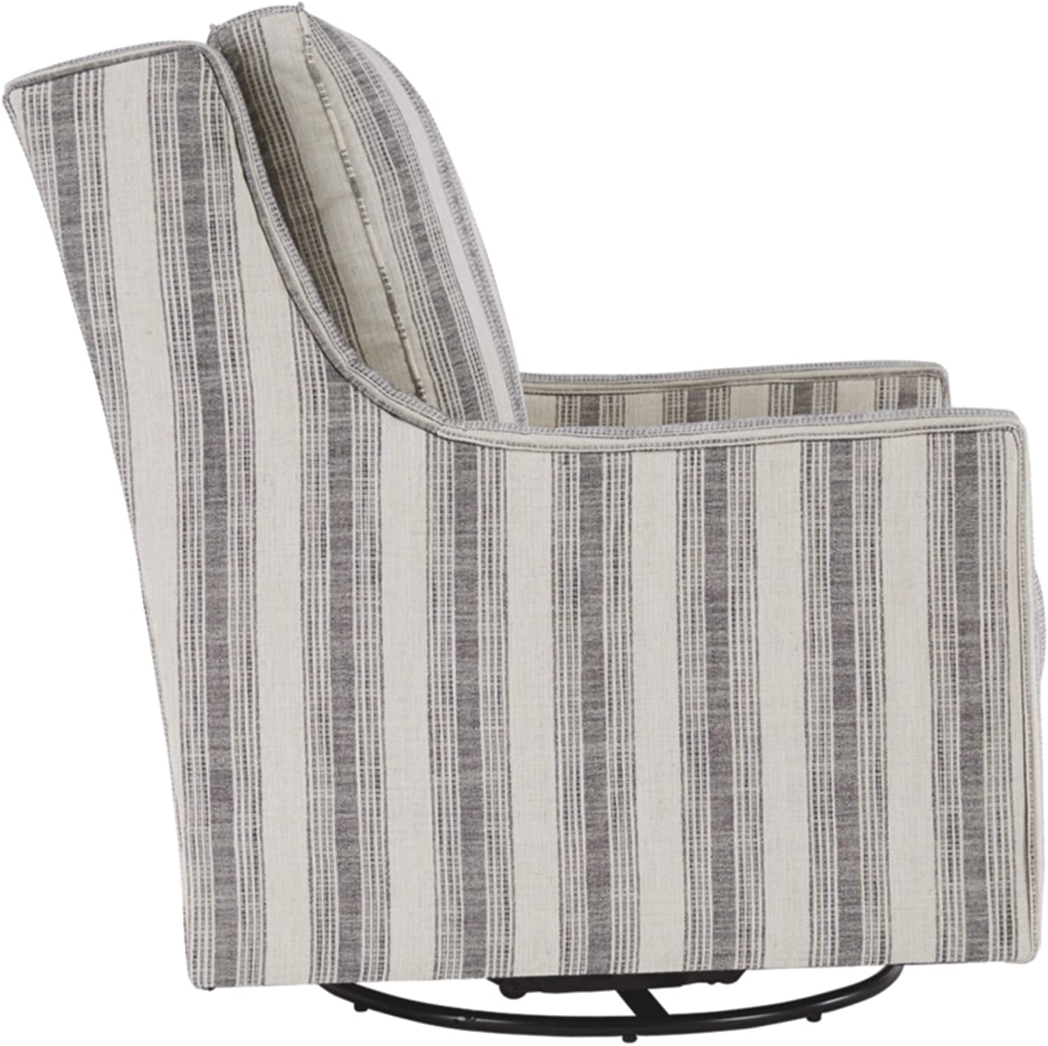 Signature Design Kambria Striped Upholstered Swivel Accent Glider Chair, Ivory & Black - $250
