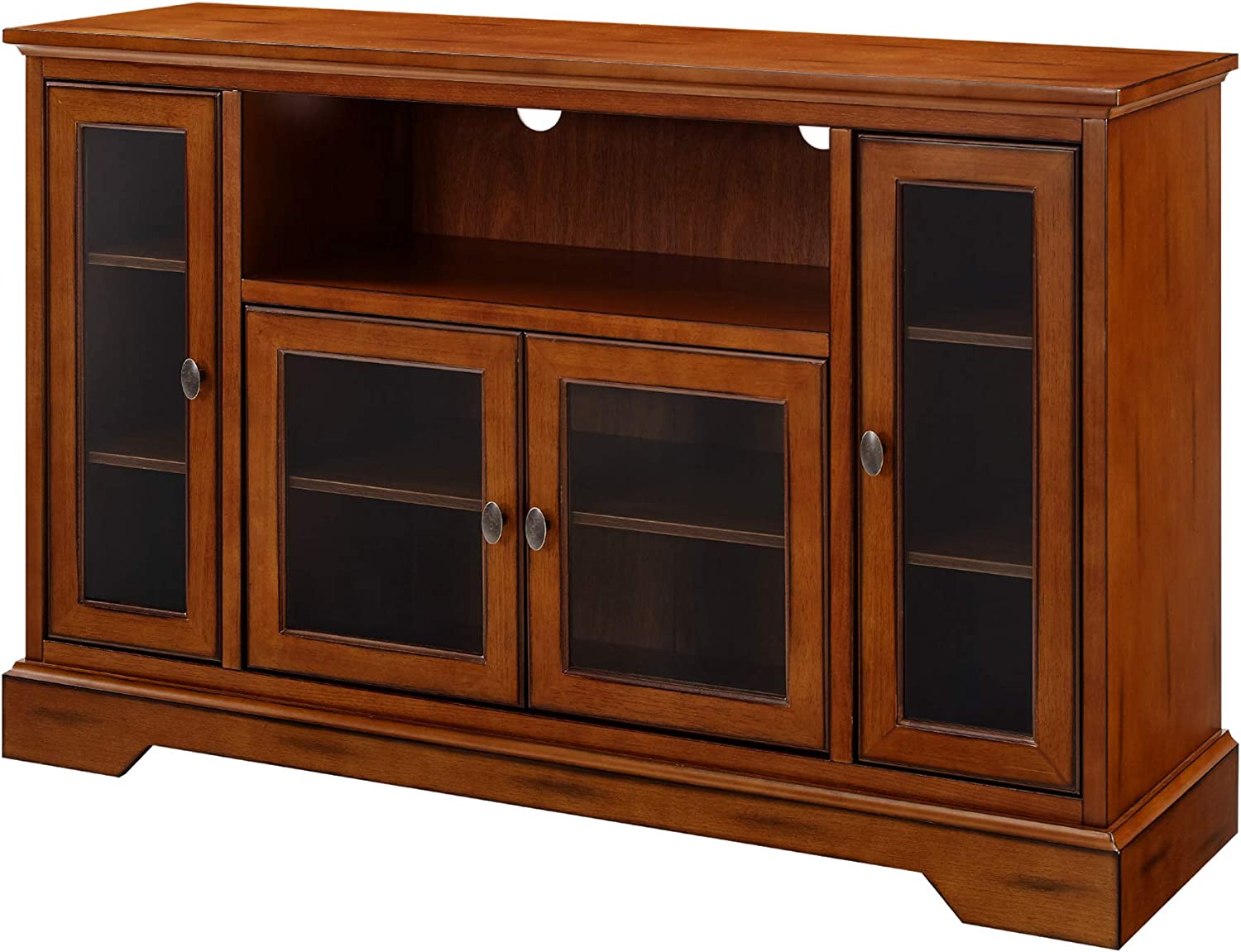 Walker Edison Traditional Wood Universal TV Stand for TV's up to 58", 52 Inch Brown - $120