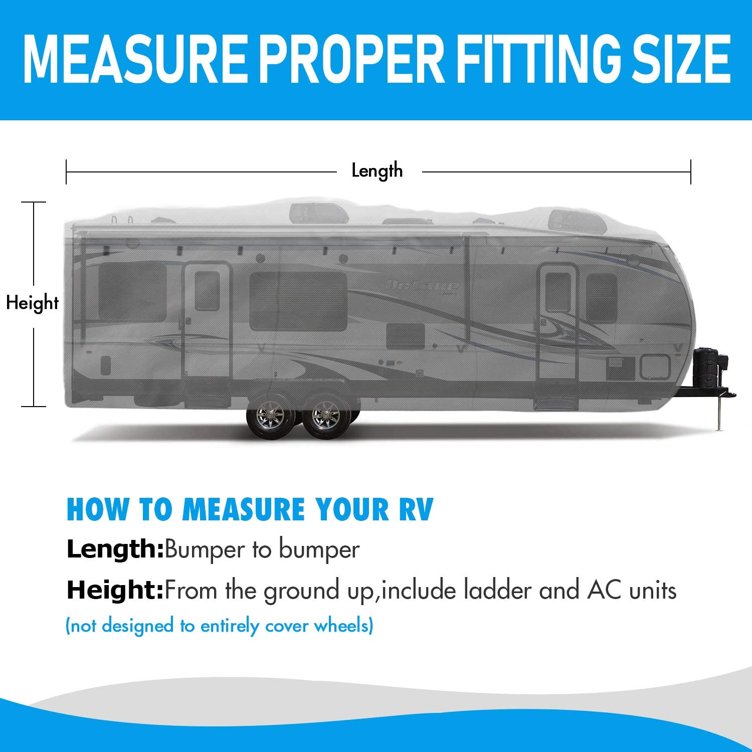 XGEAR Upgraded Thick 6-Ply Top Panel Travel Trailer Cover for 30'-33'- $150