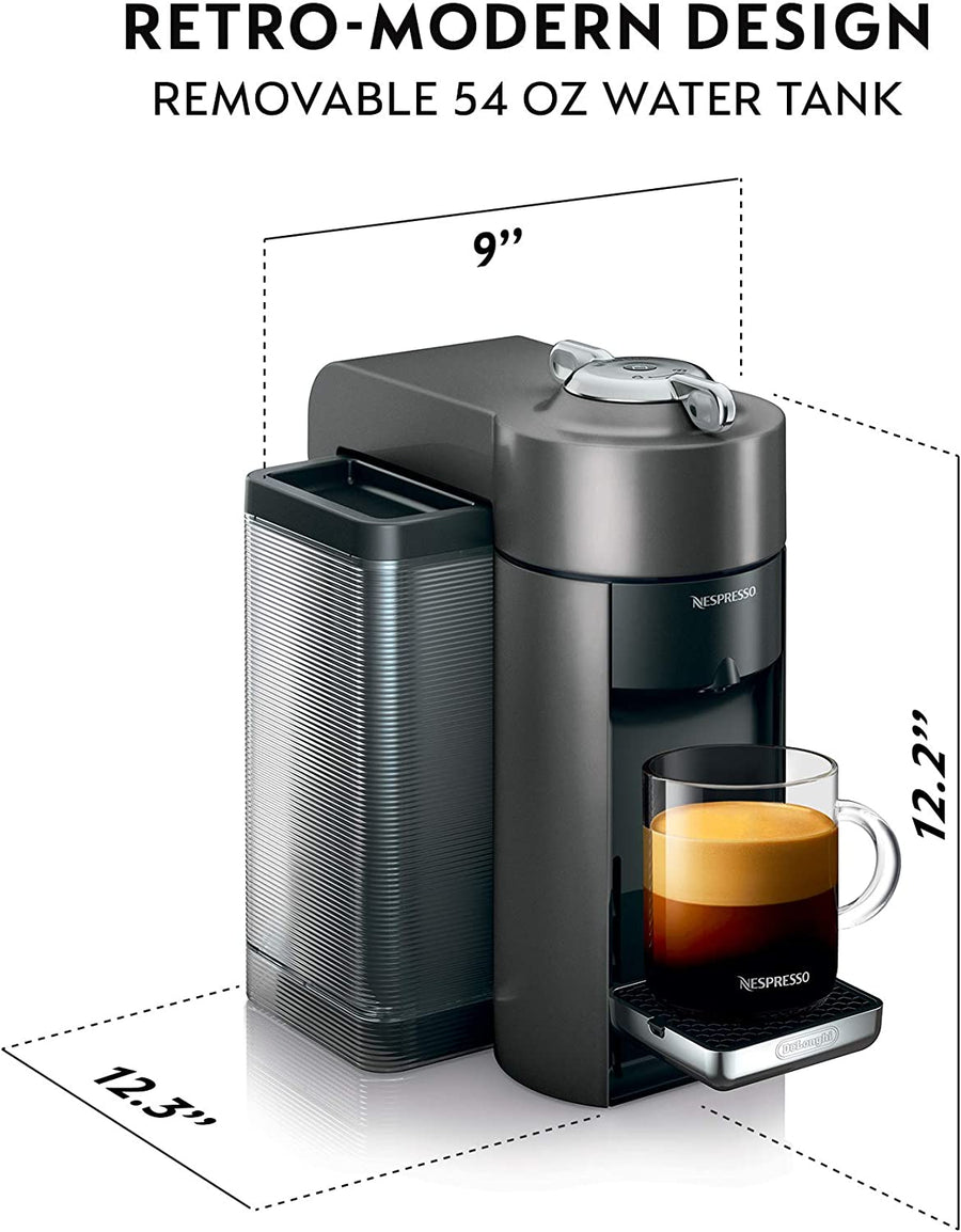 Nespresso Vertuo Coffee & Espresso Machine by De'Longhi w Milk Frother, Graphite Metal - $175