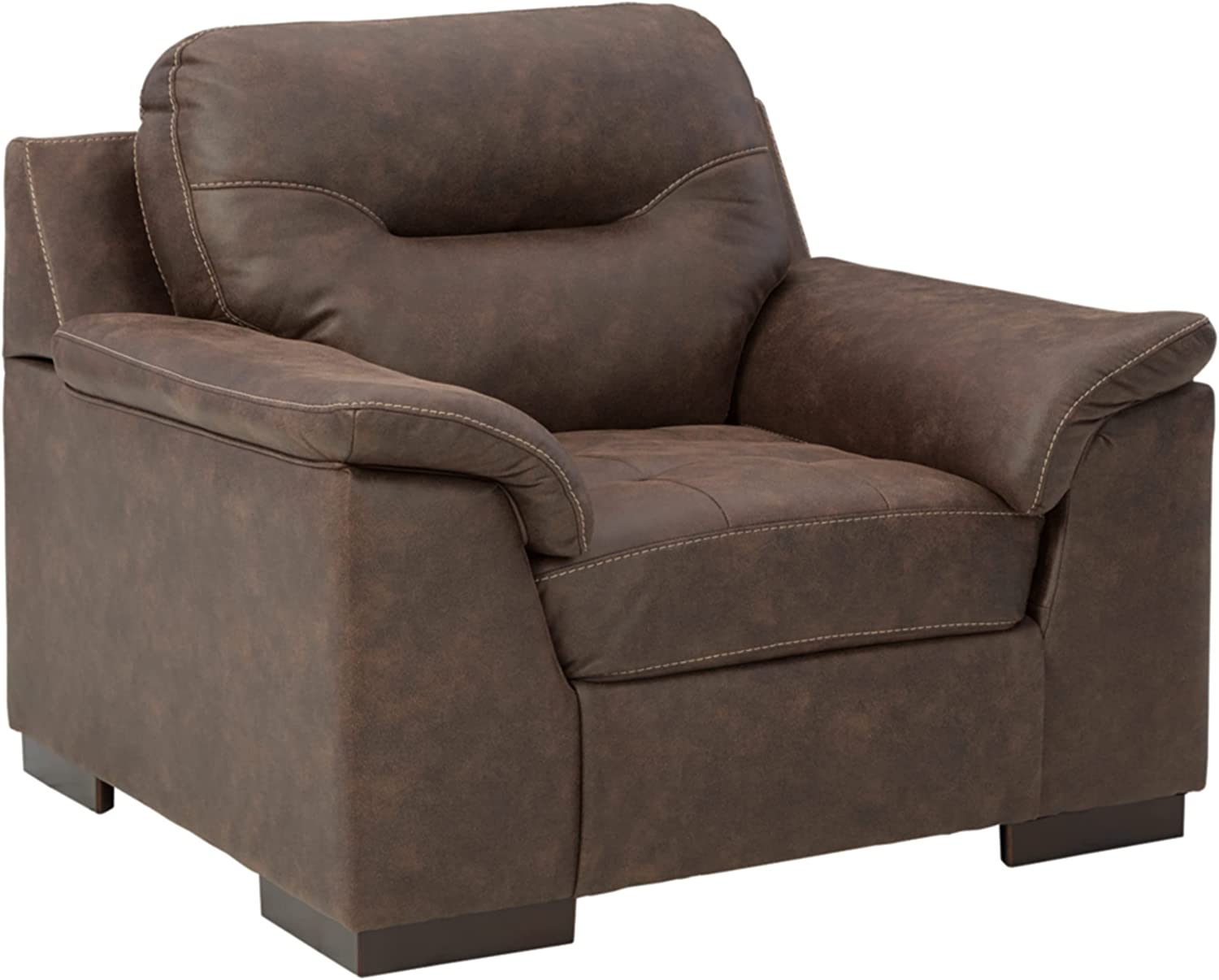 Ashley Maderla Modern Faux Leather Oversized Accent Chair, Walnut Brown-$280