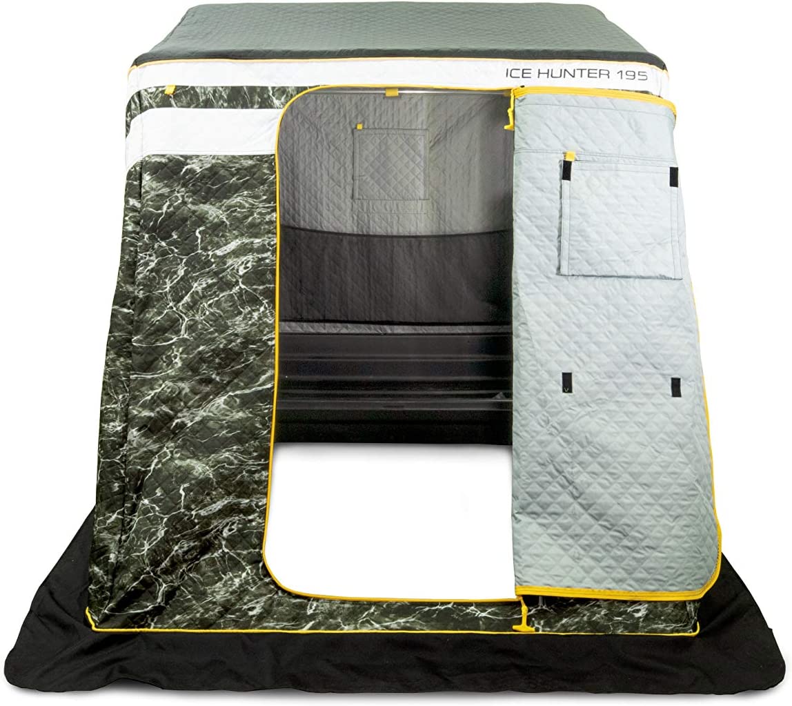 Ice Hunter Front Door 195 | Insulated Ice Fishing Flip Over Shelter with Boat Seats-$360
