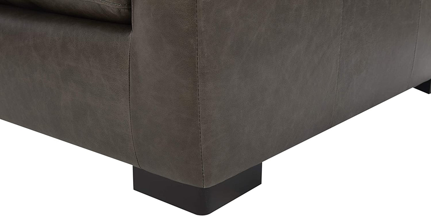 Stone & Beam Westview Extra-Deep Down-Filled Leather Accent Chair, 43.3"W, Dark Grey - $550