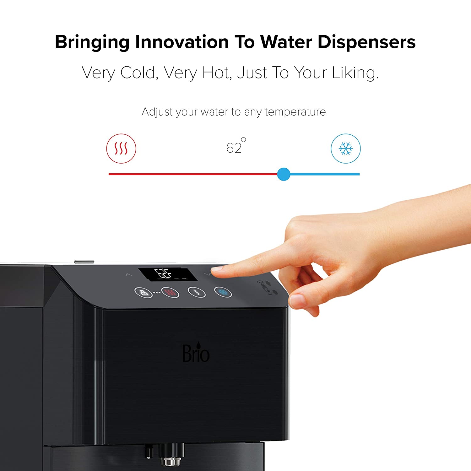 Brio Moderna Self-Cleaning Touchless Bottleless Water Cooler Dispenser, Black Stainless- $285