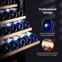 Colzer 24in 110 Bottle Wine Cooler Refrigerator Built-in/Freestanding, Stainless Steel - $390