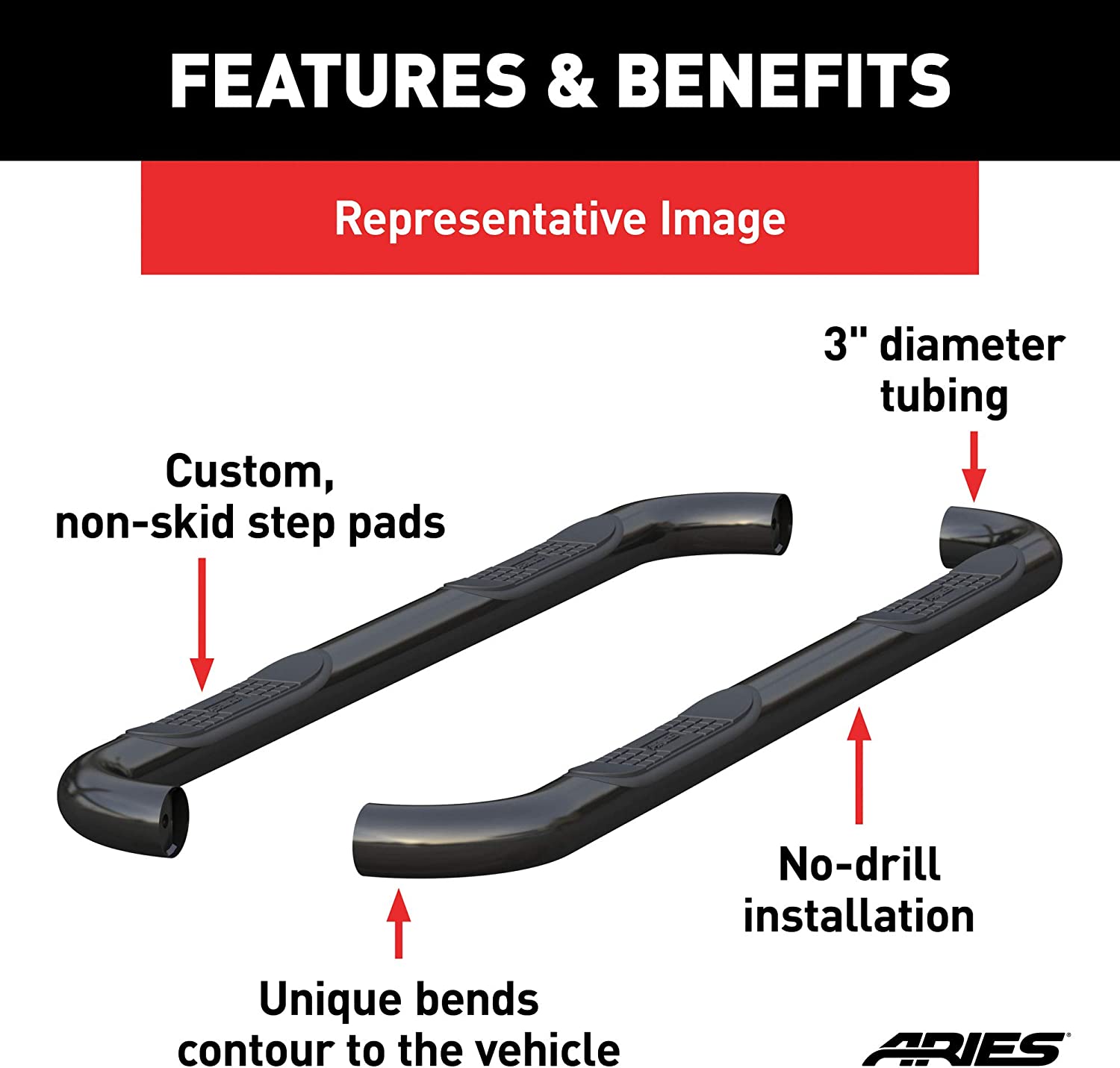 ARIES 203030 3-Inch Round Black Steel Nerf Bars, Select Ford Expedition - $95.