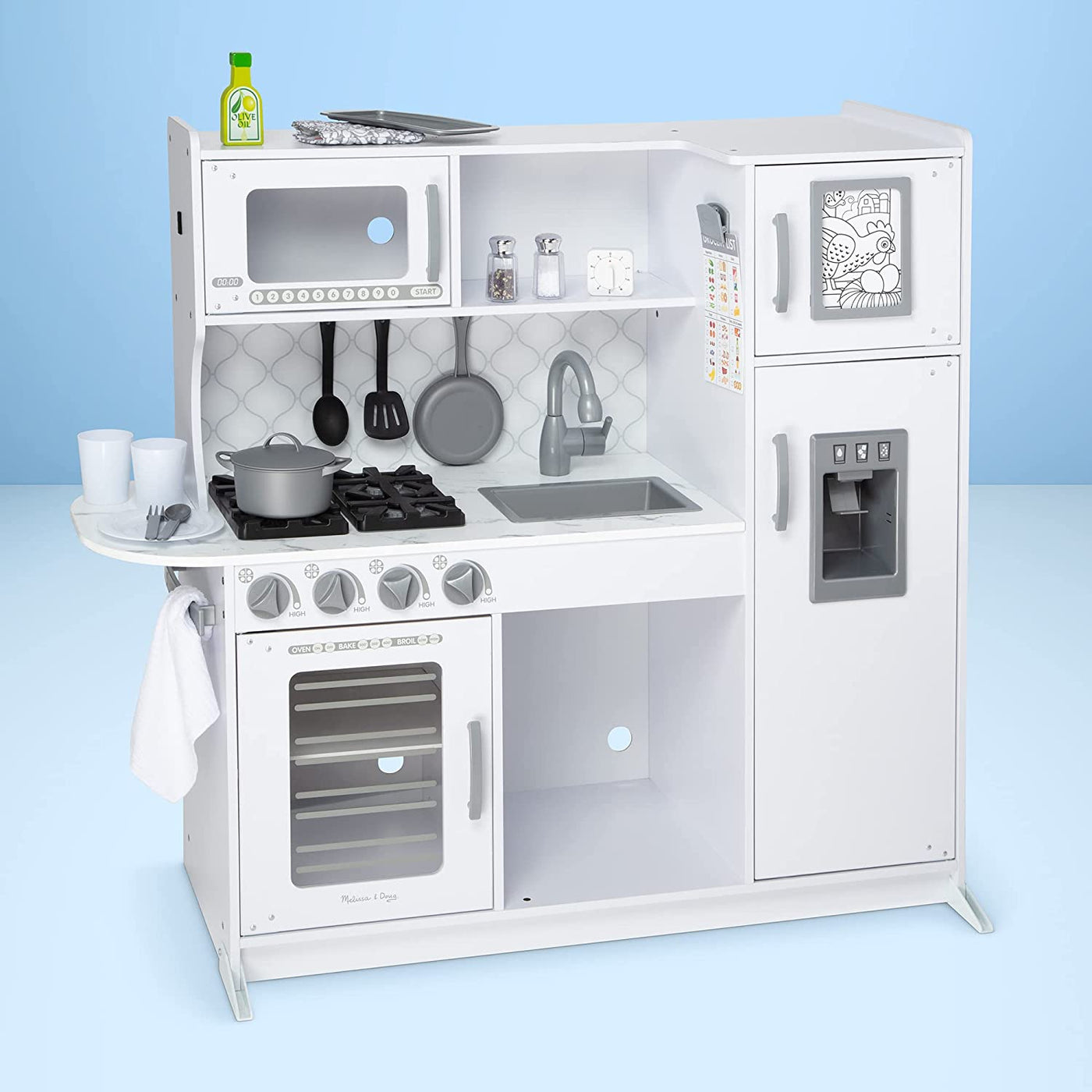 Melissa & Doug Wooden Chef’s Pretend Play Toy Kitchen, Cloud White - $105