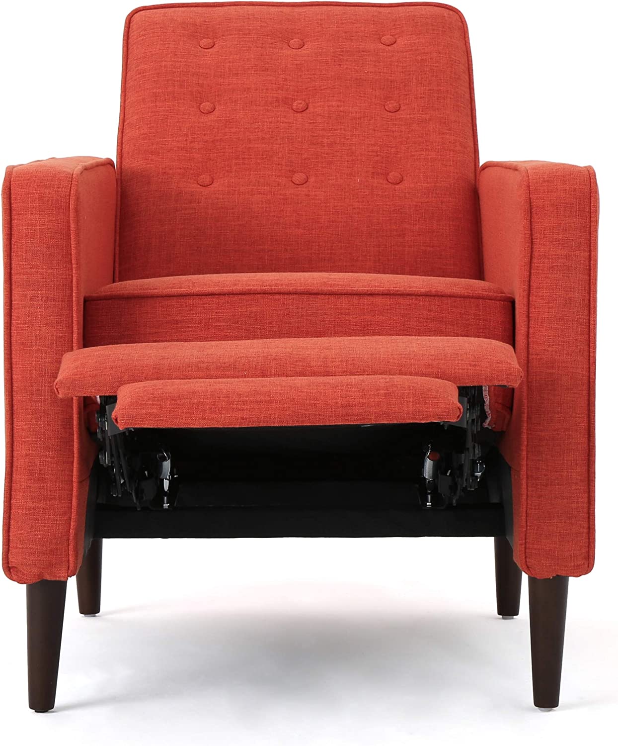 GDFStudio Macedonia Mid Century Modern Tufted Back Fabric Recliner (Muted Orange) - $150