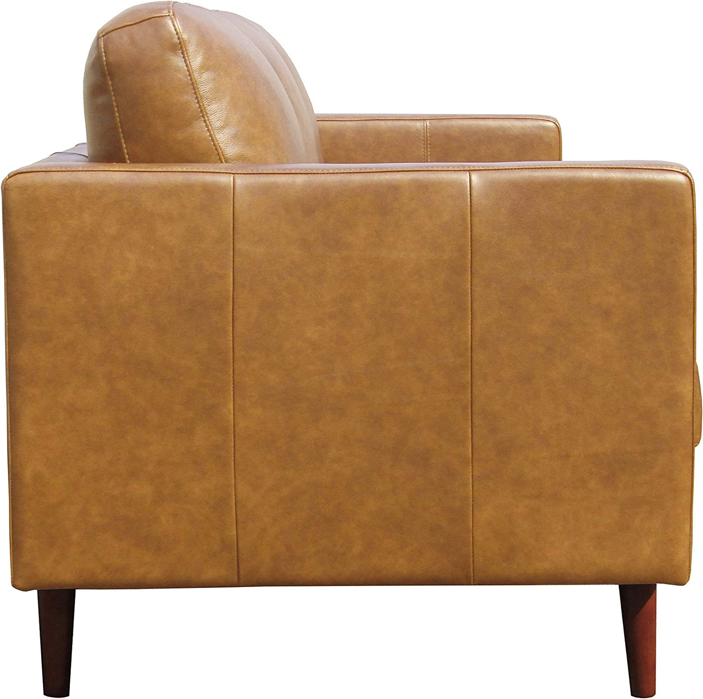 Amazon Brand – Rivet Revolve Modern Leather Sofa Couch, 80"W, Caramel