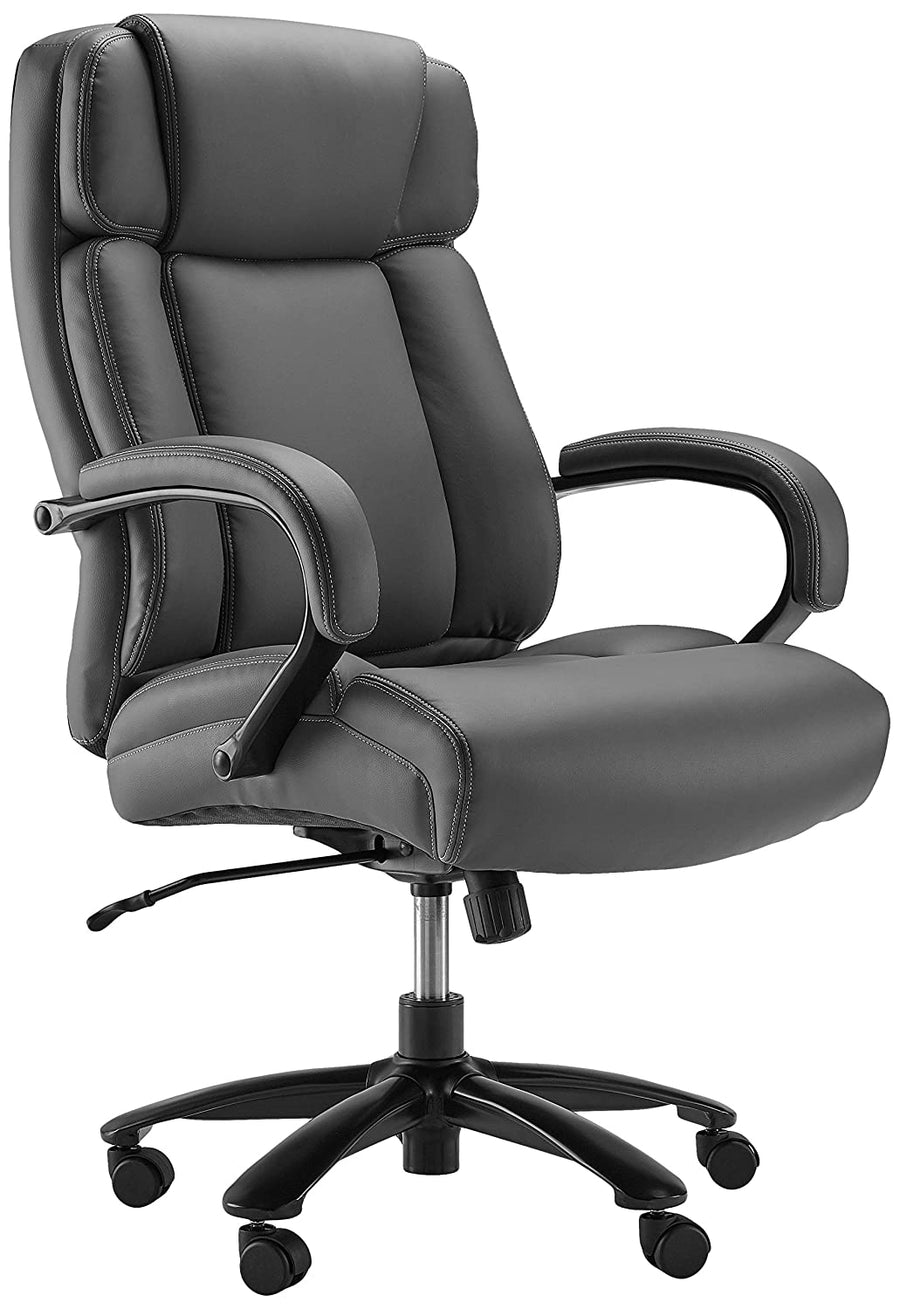 Big & Tall Adjustable Executive Office Chair - 500-Pound Capacity, Grey Faux Leather-$140