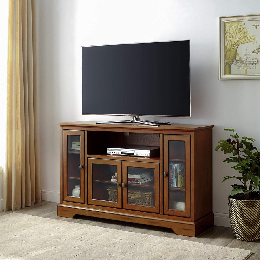 Walker Edison Traditional Wood Universal TV Stand for TV's up to 58", 52 Inch Brown - $120