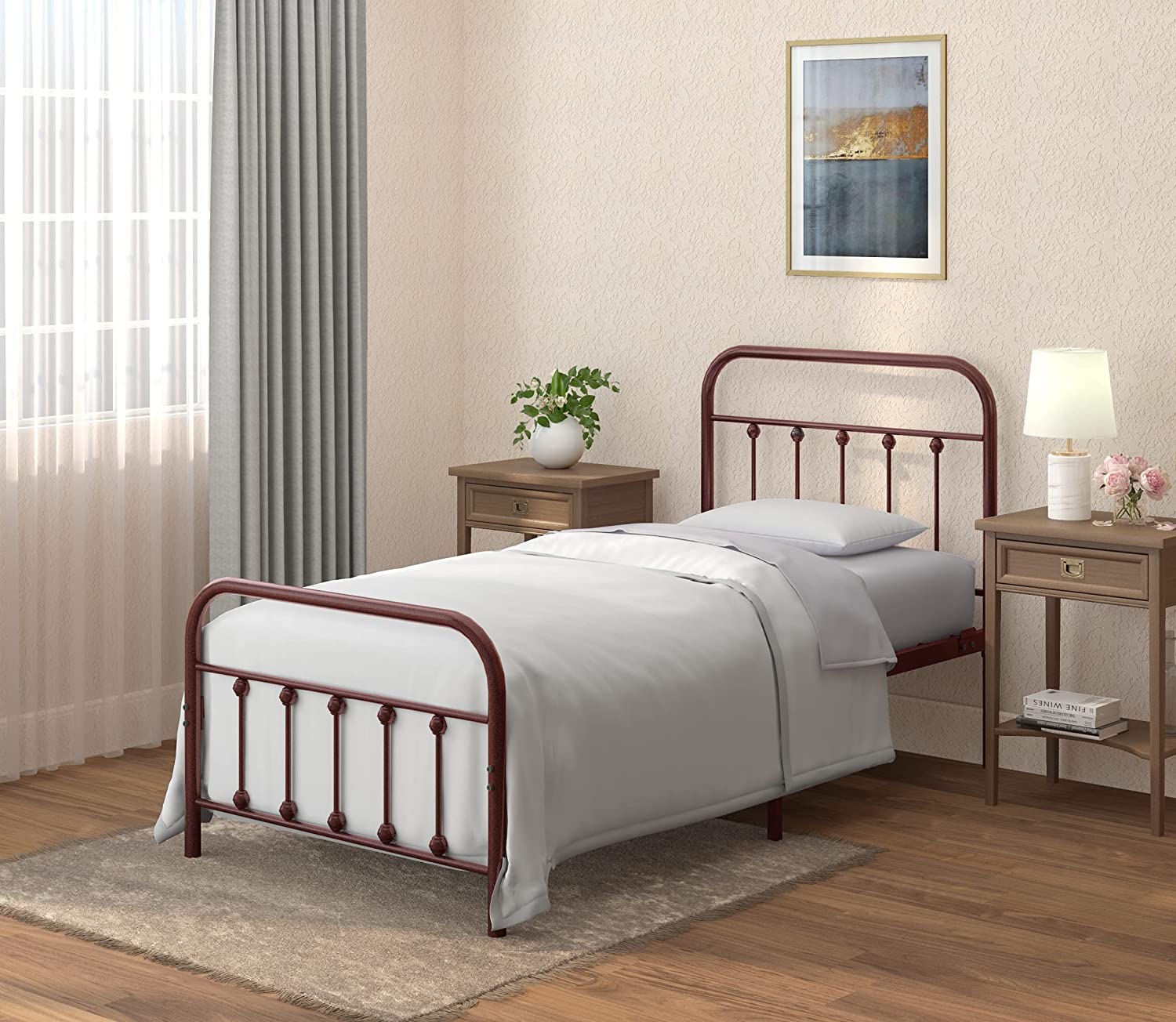 AMBEE21 CASTLEBEDS Vintage Twin Metal Bed Frame with Headboard and Footboard - $85