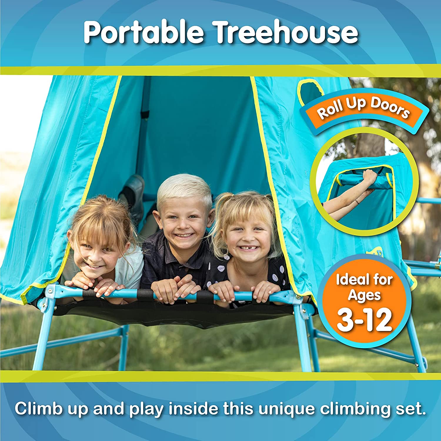 TP Toys Explorer 2 Climbing Set Jungle Gym with Platform and Tent, Blue - $155