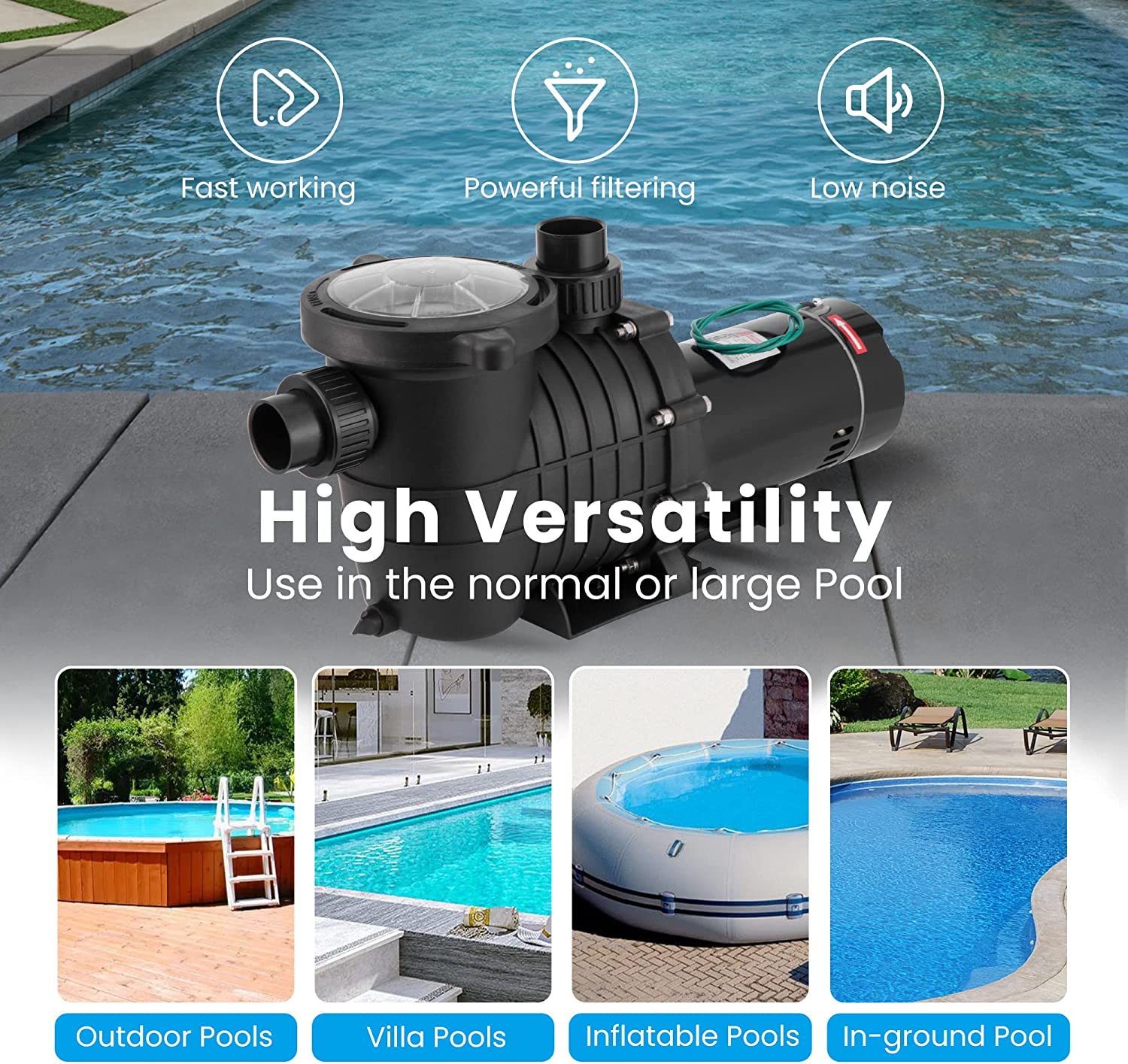 VIVOHOME 2.0 HP 6800 GPH Powerful Self Primming Dual Voltage in/Above Ground Swimming Pool Pump with Strainer Basket - $138