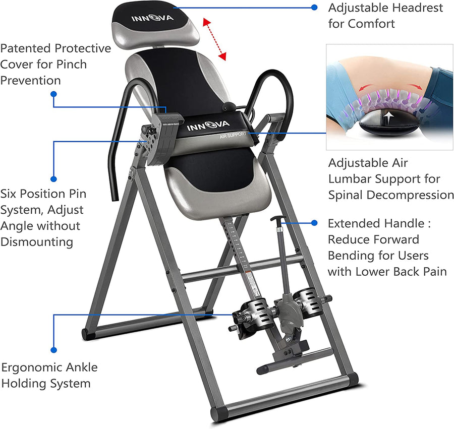 INNOVA HEALTH AND FITNESS ITX9900 Inversion Table with Air Lumbar Support - $80