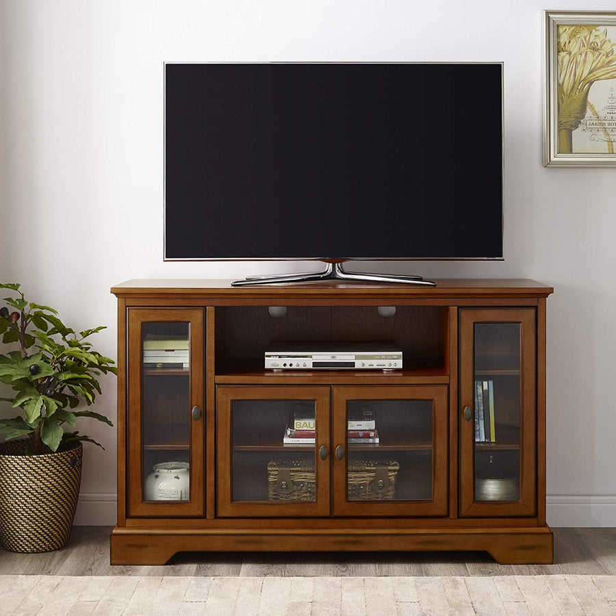 Walker Edison Traditional Wood Universal TV Stand for TV's up to 58", 52 Inch Brown - $120