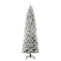 Glitzhome 9ft Pre-Lit Flocked Pencil Fir Artificial Christmas Tree - $240