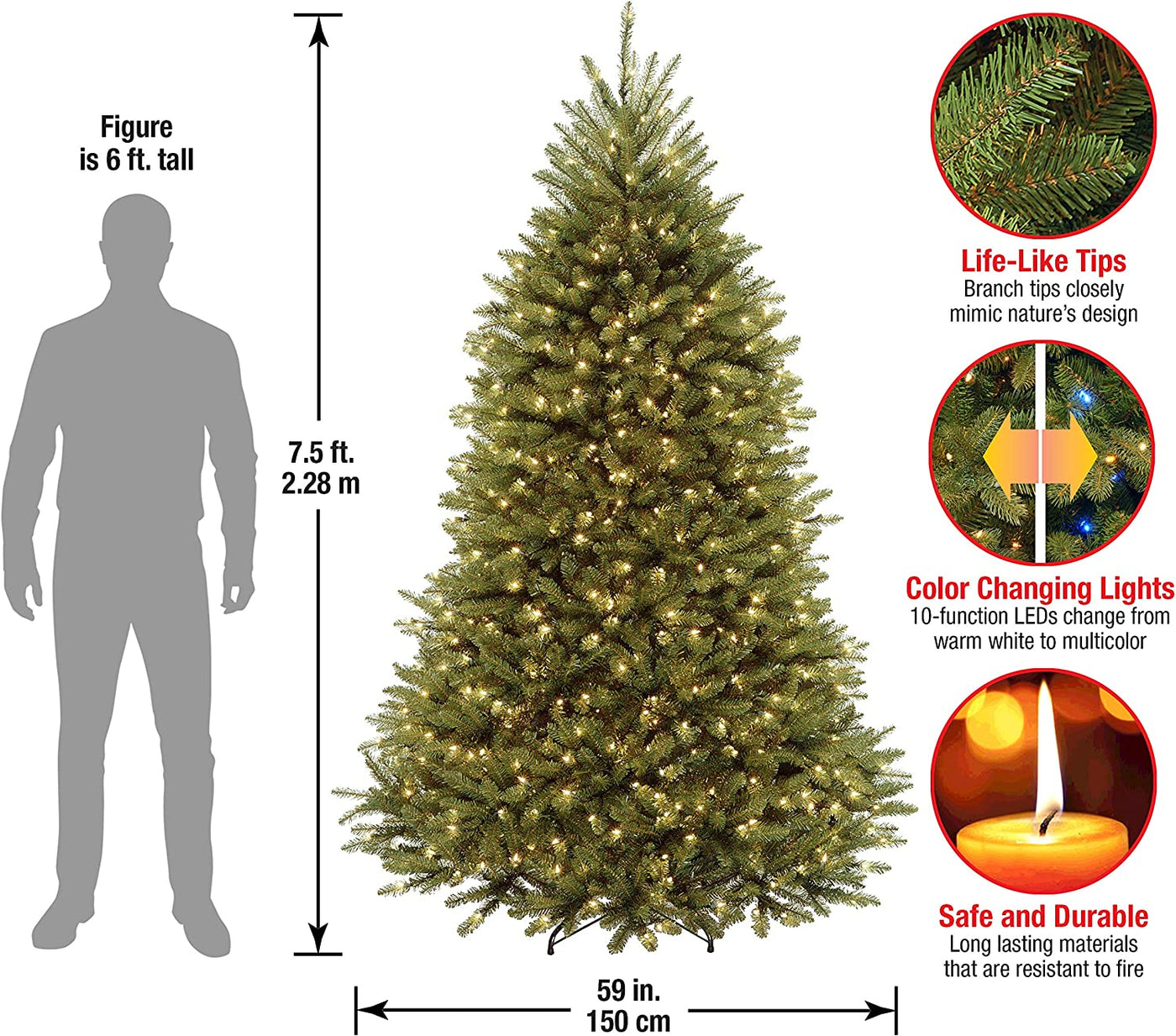 National Tree Company Pre-Lit Artificial Full Christmas Tree,, Dunhill Fir, 7.5 Feet - $500