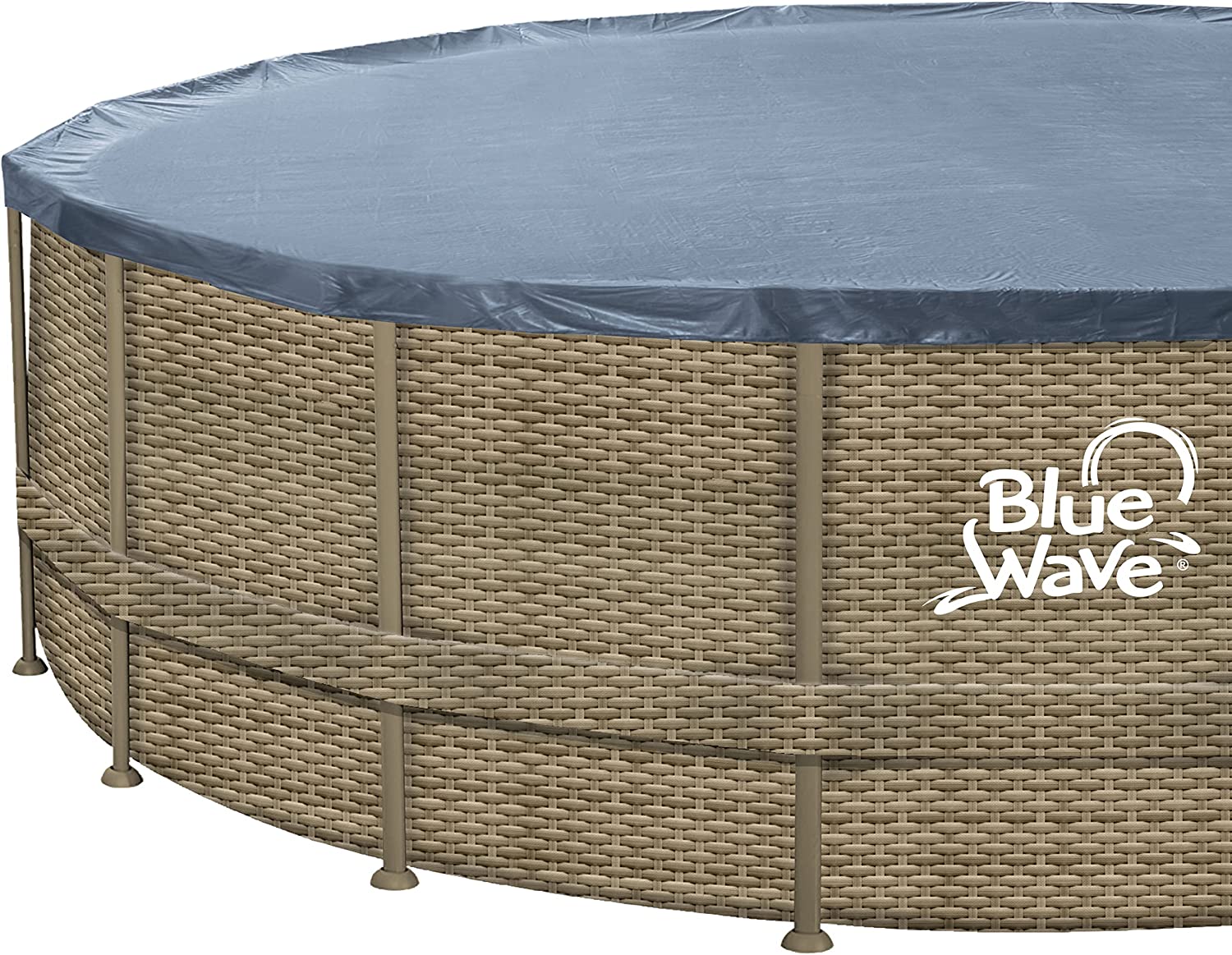 Blue Wave NB19797 18-ft Round 52" Deep Dark Cocoa Wicker Frame Above Ground Pool w/ Cover, Brown - $600