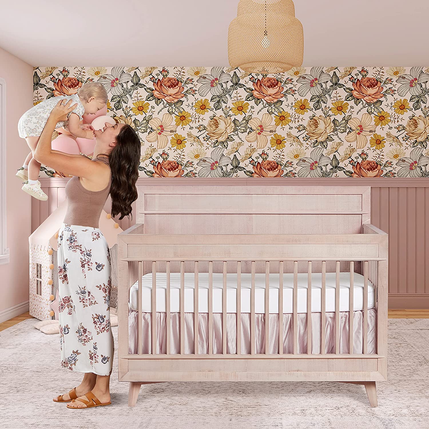 Evolur Loft Antilia Mid-Century 4-in1 Crib in Sand Castle Oak - $334