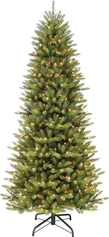 Puleo International 7.5 ft. Pre-Lit Slim Fraser Fir Artificial Christmas Tree - $134