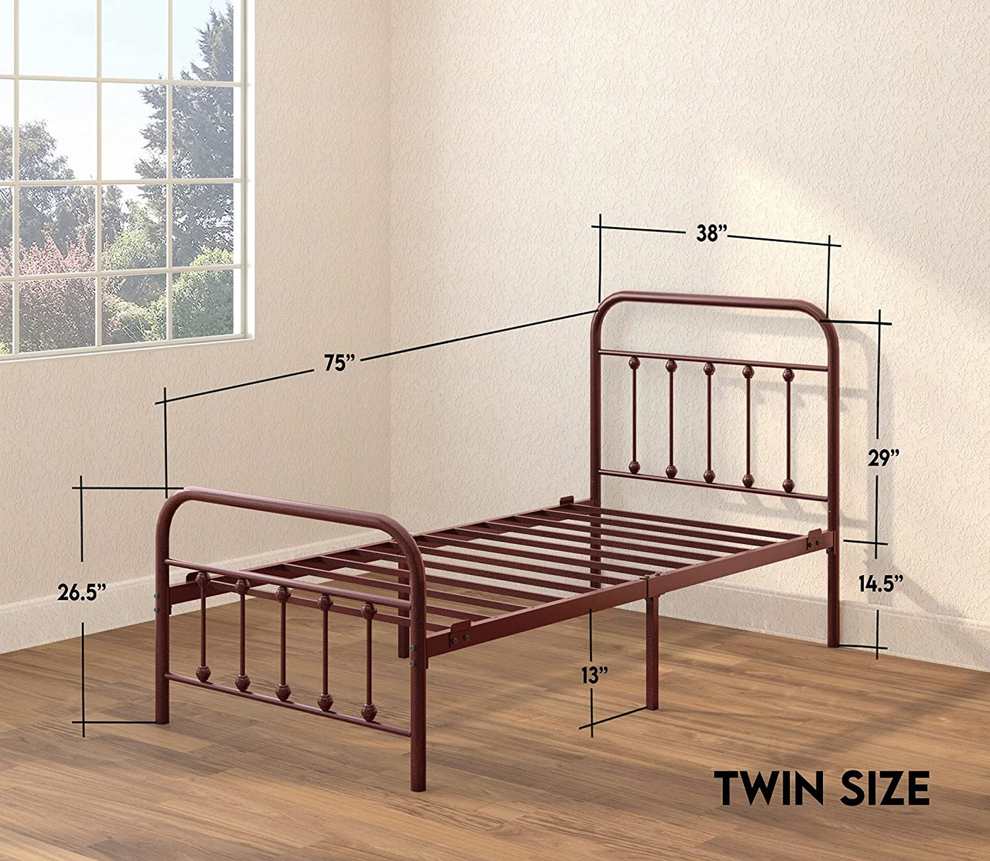 AMBEE21 CASTLEBEDS Vintage Twin Metal Bed Frame with Headboard and Footboard - $75