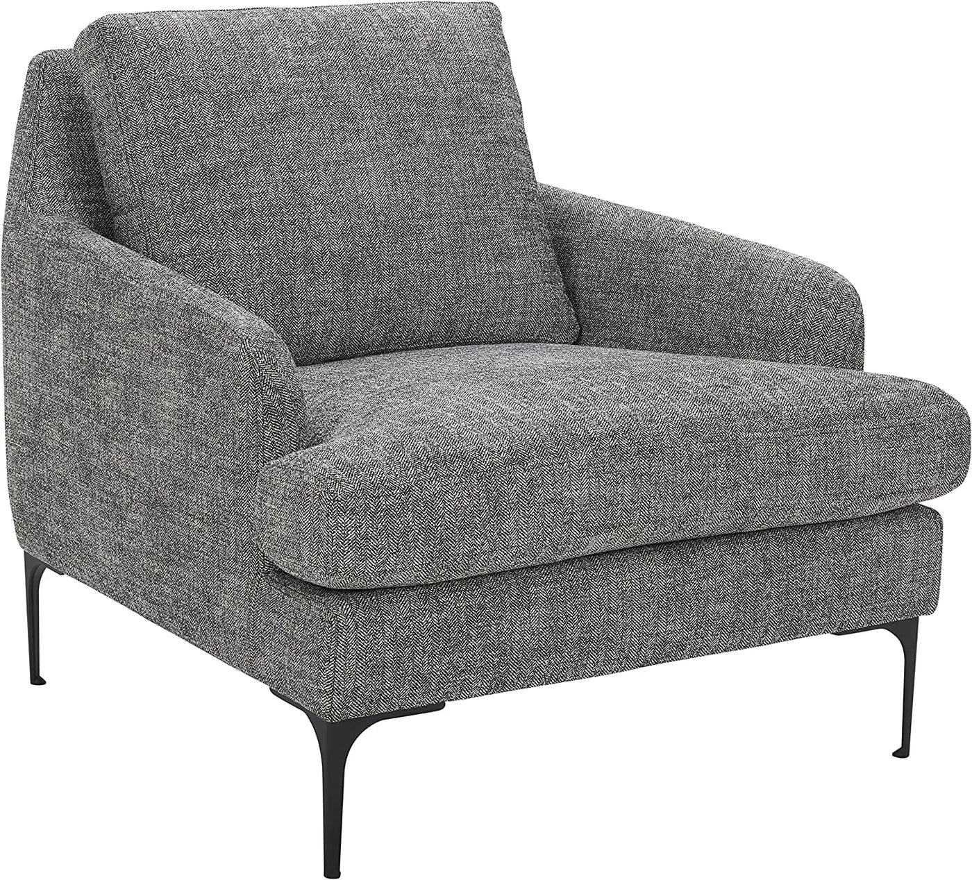 Rivet Modern Living Room Accent Chair with Metal Legs, 35.4"W, Dark Gray- $320