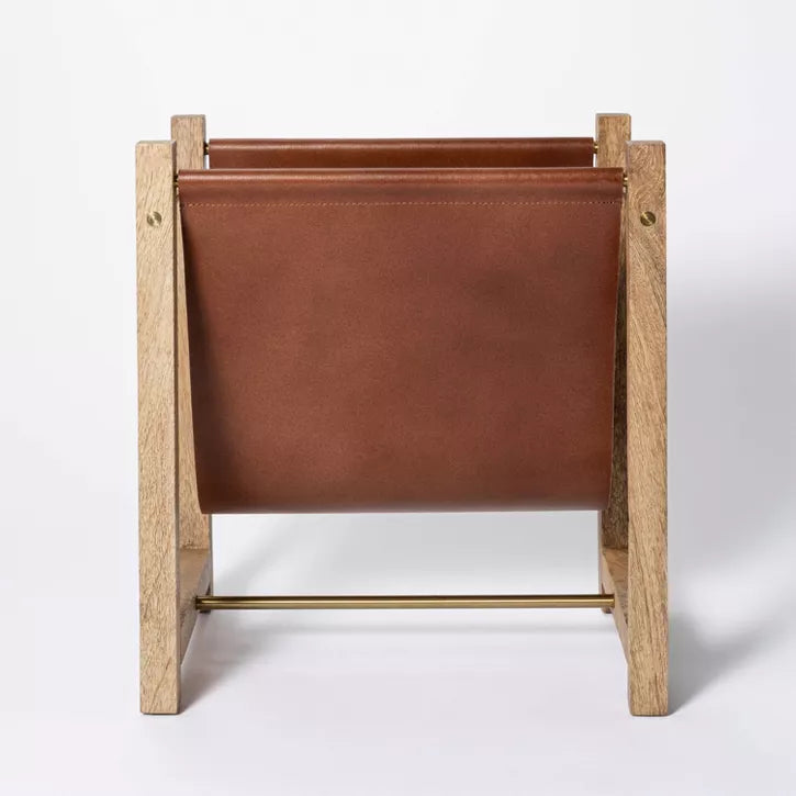 Wood and Leather Magazine Holder Natural - Threshold™ designed w/ Studio McGee - $18