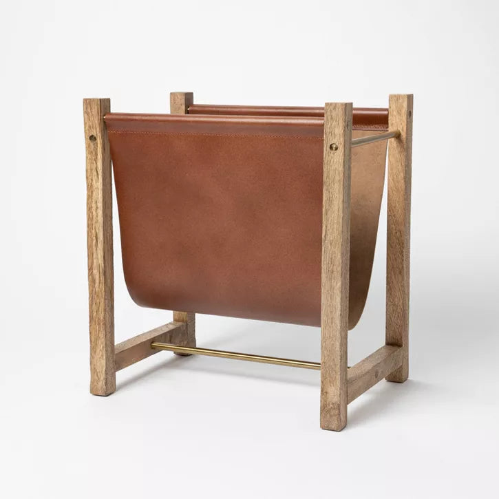 Wood and Leather Magazine Holder Natural - Threshold™ designed w/ Studio McGee - $18