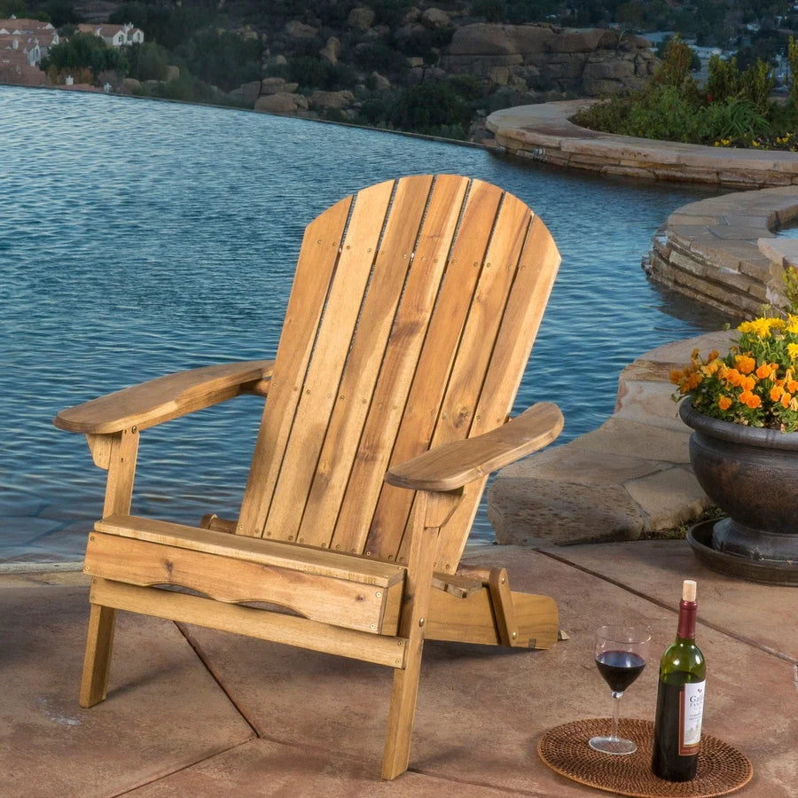 Hanlee Natural Stained Folding Wood Adirondack Chair- $85