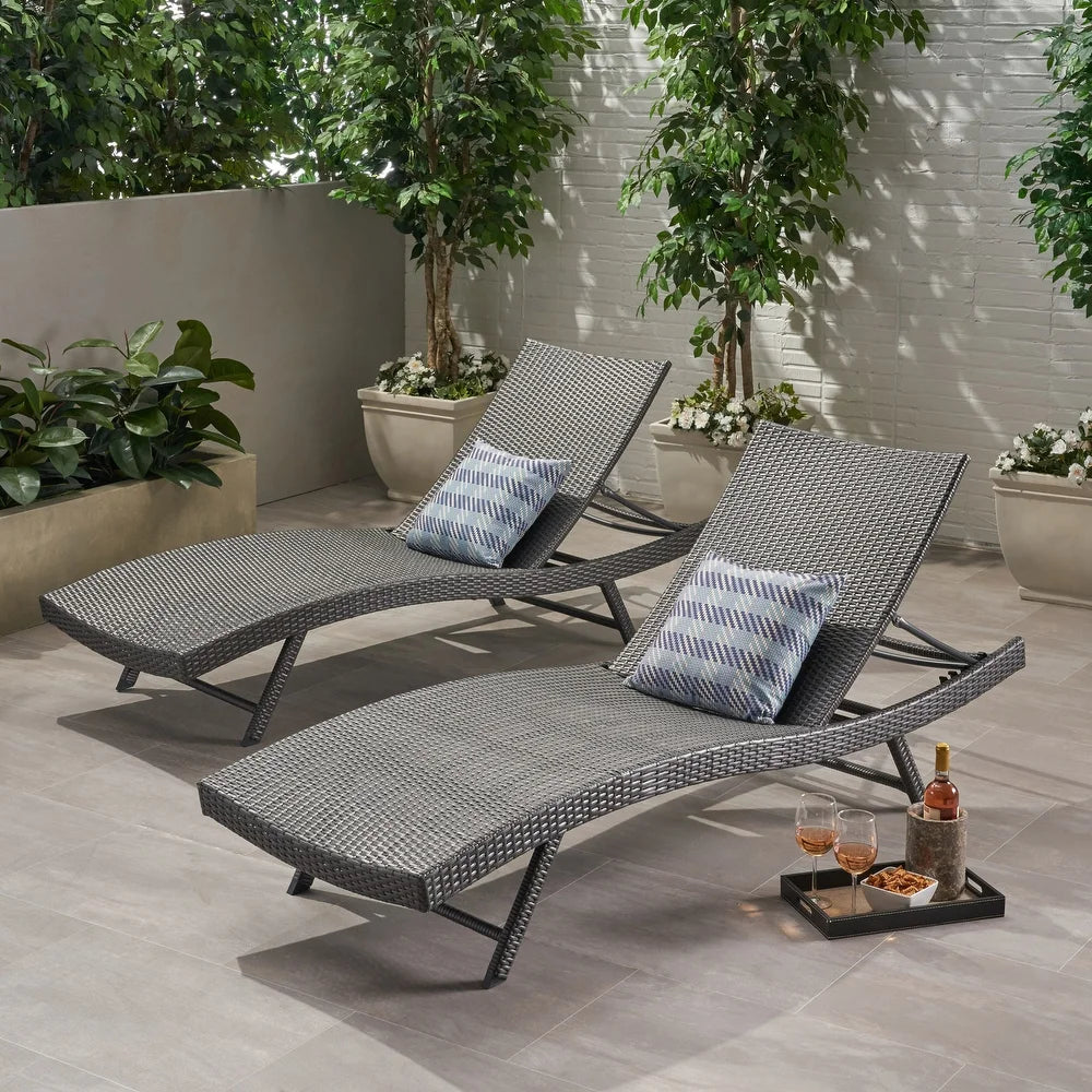 Hampton Bay  Grey Adjustable Outdoor Wicker Chaise Lounge (2-Pack) $240
