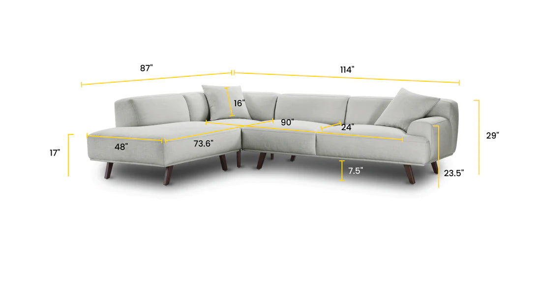 Mineta left-facing Corner Sectional, Soho Grey - $1399