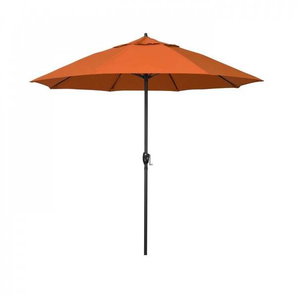 9 ft. Bronze Aluminum Market Collar Tilt Crank Lift Patio Umbrella in Melon Sunbrella-$195