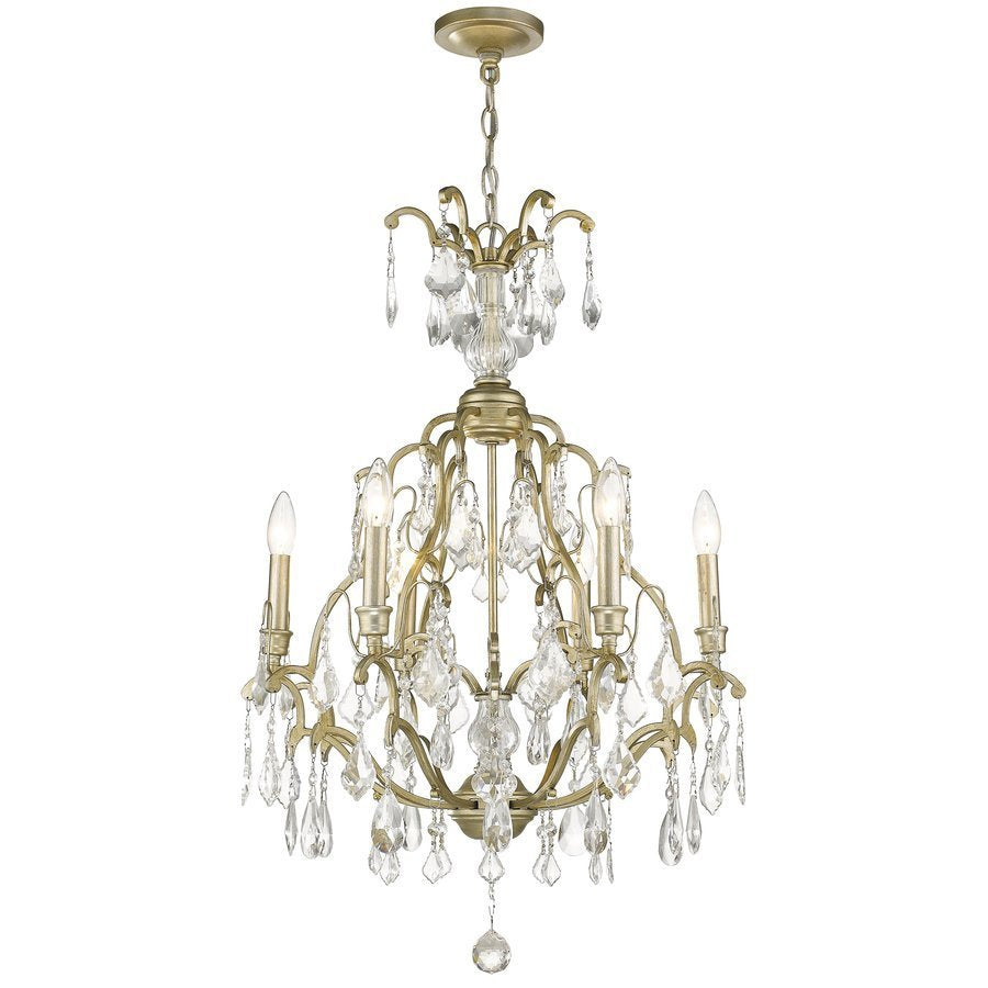 Brienne 6-Light Washed Gold Chandelier with Fire-Molded Crystals - $100.