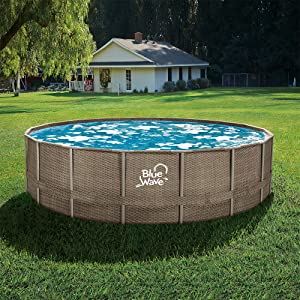 Blue Wave NB19797 18-ft Round 52" Deep Dark Cocoa Wicker Frame Above Ground Pool w/ Cover, Brown - $724