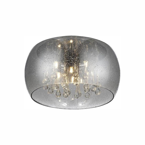 Home Decorators Collection 5-Light Chrome Glass Integrated LED Flush Mount with Clear Glass Beads - $65