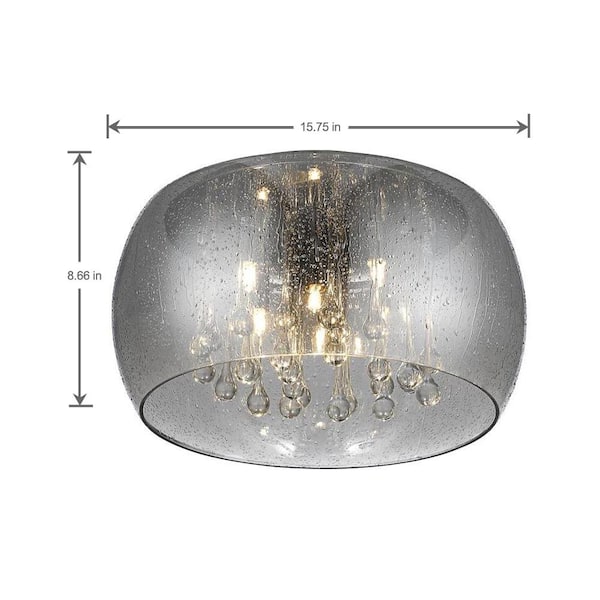 Home Decorators Collection 5-Light Chrome Glass Integrated LED Flush Mount with Clear Glass Beads - $65