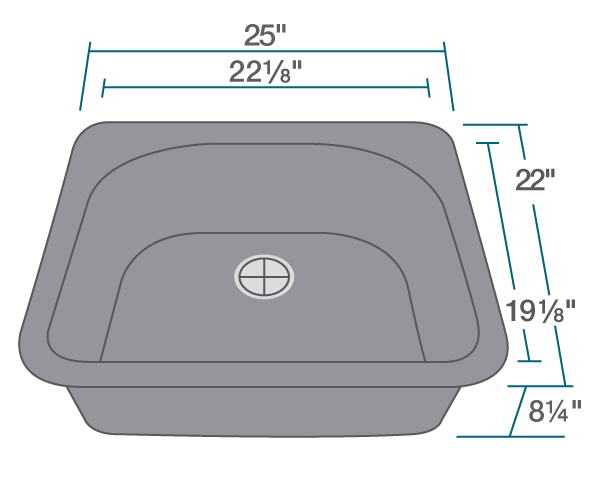 T824-Silver D-Bowl Topmount Quartz Granite Sink - $110