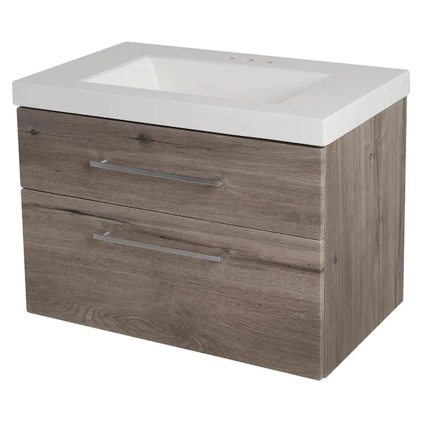 Larissa 30.5 in. W x 19 in. D Wall Hung Bath Vanity White Washed Oak-$205