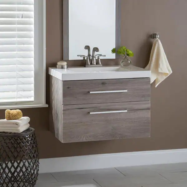 Larissa 30.5 in. W x 19 in. D Wall Hung Bath Vanity White Washed Oak-$205