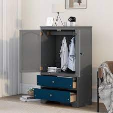 51 in. Gray Tall Modern Practical Side Cabinet 2-Door With 2-Drawers - $190